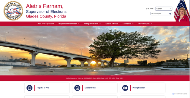Security scan screenshot of https://voteglades.gov/
