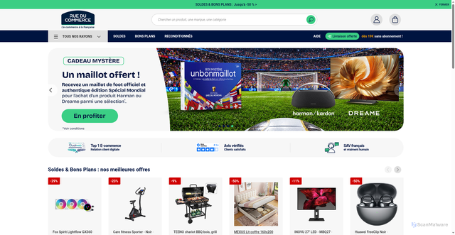 Security scan screenshot of https://rueducommerce.fr