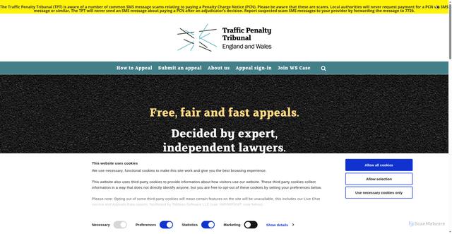Security scan screenshot of https://www.trafficpenaltytribunal.gov.uk/