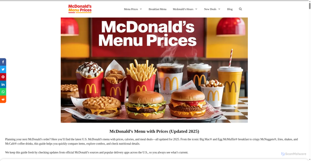 Security scan screenshot of https://mcdo-menus.com/