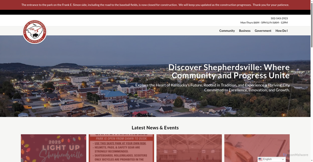 Security scan screenshot of https://shepherdsvilleky.gov/