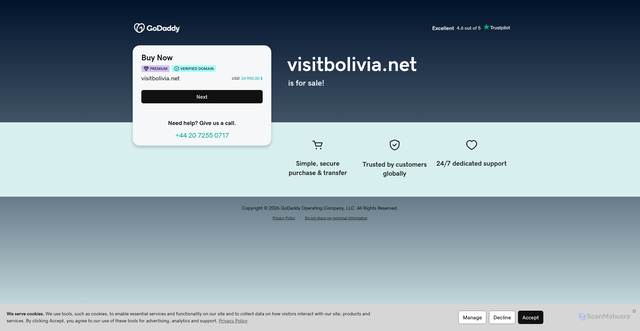 Security scan screenshot of https://visitbolivia.net/