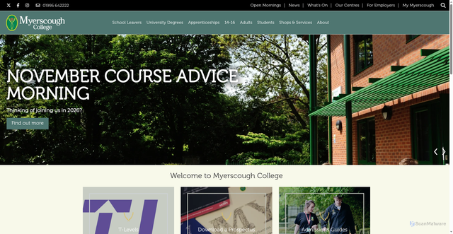 Security scan screenshot of https://www.myerscough.ac.uk/