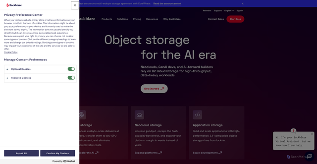 Security scan screenshot of https://pod-000-1185-16.backblaze.com