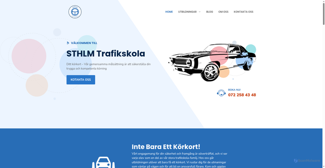 Security scan screenshot of https://sthlm-trafikskola.se