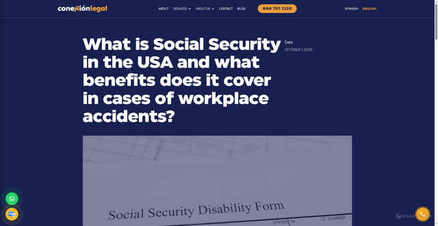 Security scan screenshot of https://conexionlegal.com/en/blog/what-is-social-security-in-usa-and-what-benefits-does-it-cover-for-workplace-accidents