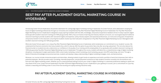 Security scan screenshot of https://careerfortune.pages.dev/pay-after-placement-digital-marketing-course-in-hyderabad.html