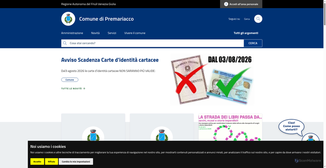 Security scan screenshot of https://www.comune.premariacco.ud.it