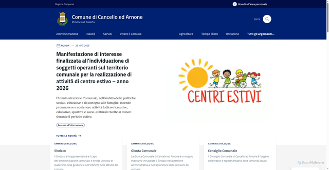 Security scan screenshot of https://www.comune.cancelloedarnone.ce.it/