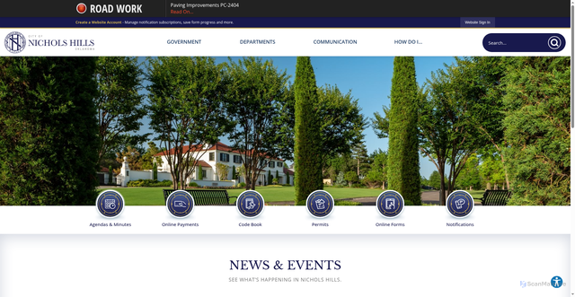 Security scan screenshot of https://nicholshills-ok.gov/