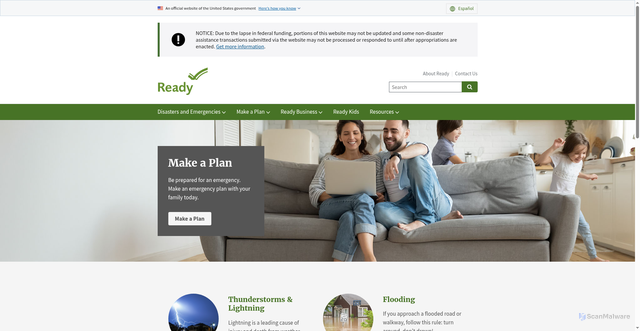Security scan screenshot of https://ready.gov/