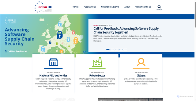 Security scan screenshot of https://www.enisa.europa.eu/