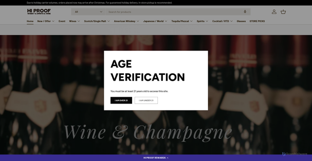 Security scan screenshot of https://hiproof.com