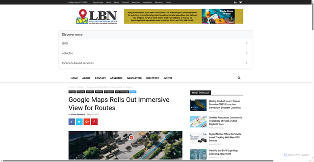 Security scan screenshot of https://locationbusinessnews.com/google-maps-rolls-out-immersive-view-for-routes