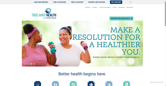 Security scan screenshot of https://tidelandshealth.org