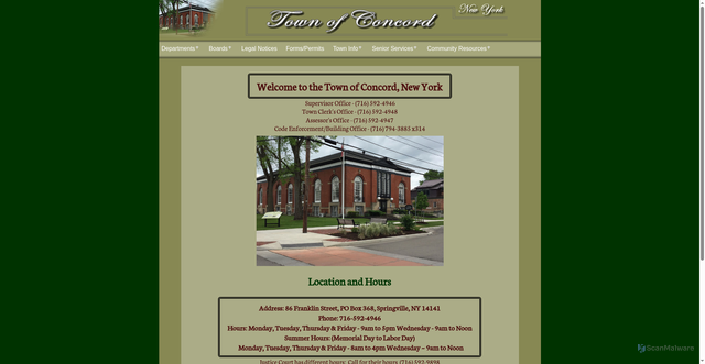 Security scan screenshot of https://townofconcordny.gov/