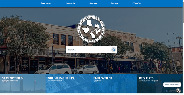 Security scan screenshot of https://www.huntsvilletx.gov/