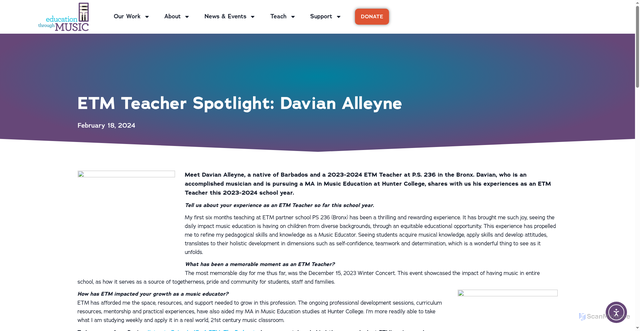 Security scan screenshot of https://etmonline.org/news/teacher-davian/