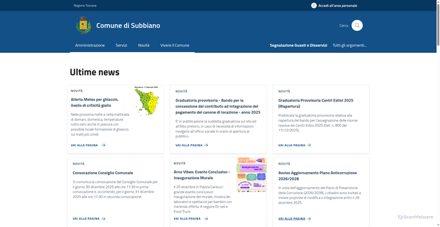 Security scan screenshot of https://comune.subbiano.ar.it/