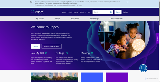 Security scan screenshot of https://secure.pepco.com