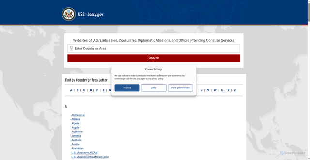 Security scan screenshot of https://www.usembassy.gov/