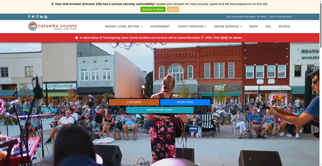 Security scan screenshot of https://catawbacountync.gov/