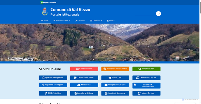 Security scan screenshot of https://www.comune.valrezzo.co.it