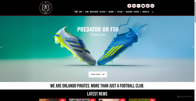 Security scan screenshot of https://www.orlandopiratesfc.com/
