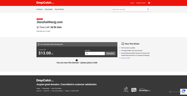 Security scan screenshot of http://jianzhaiwang.com/