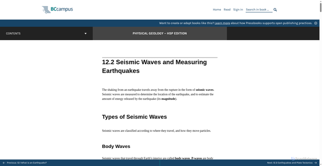 Security scan screenshot of https://opentextbc.ca/physicalgeologyh5p/chapter/seismic-waves-and-measuring-earthquakes/