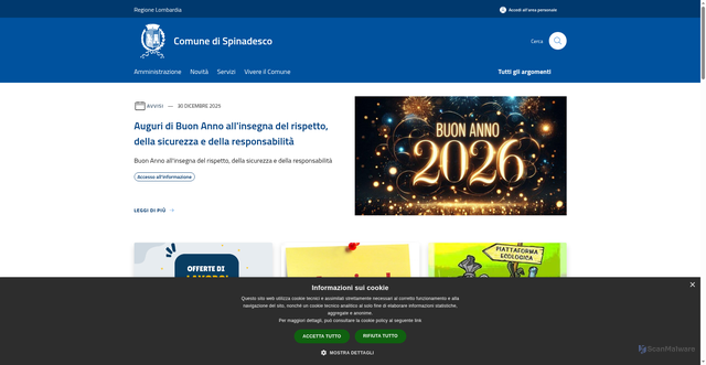 Security scan screenshot of https://www.comune.spinadesco.cr.it/it
