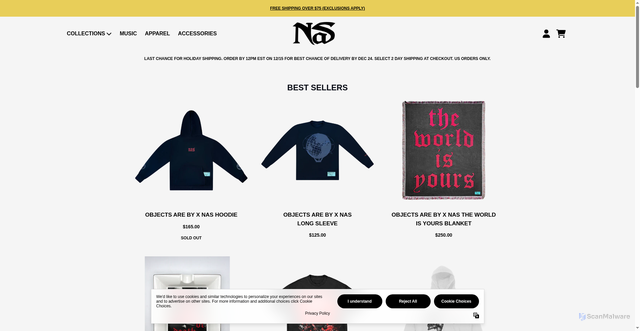 Security scan screenshot of https://shop.nasirjones.com/