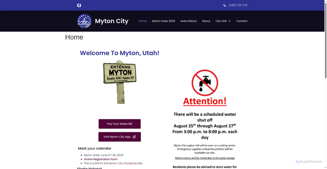 Security scan screenshot of https://www.mytoncityut.gov/