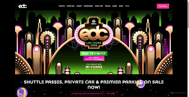 Security scan screenshot of https://lasvegas.electricdaisycarnival.com/