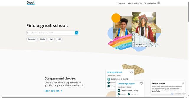 Security scan screenshot of https://www.greatschools.org