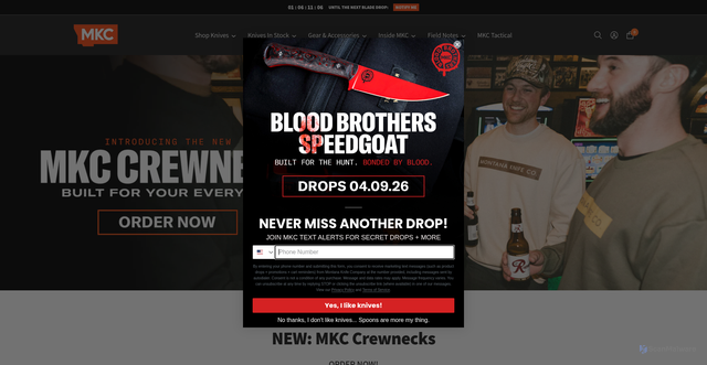 Security scan screenshot of https://montana-knife-company.myshopify.com