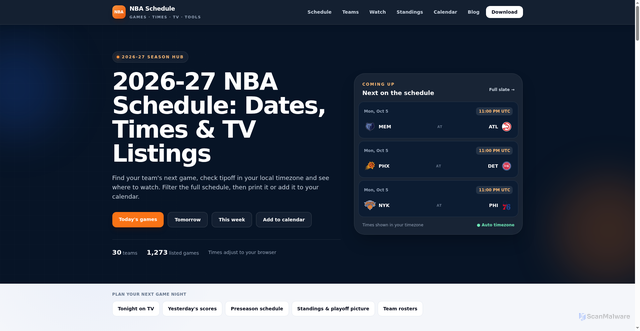 Security scan screenshot of https://www.nba-schedule.net/