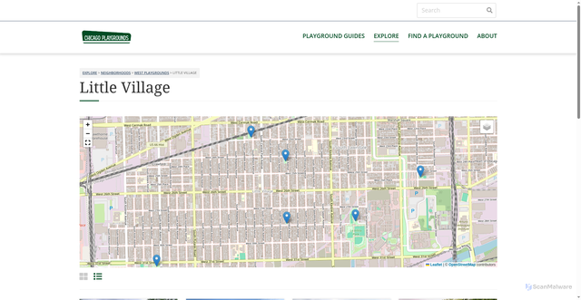 Security scan screenshot of https://chicagoplaygrounds.com/s/guide/page/little-village