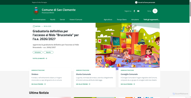 Security scan screenshot of https://comune.sanclemente.rn.it/