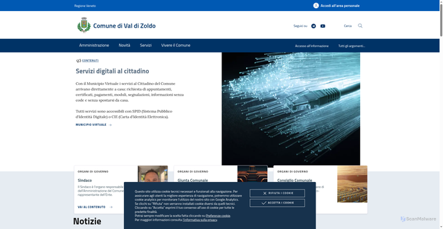 Security scan screenshot of https://www.comune.valdizoldo.bl.it/
