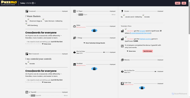 Security scan screenshot of https://puzzmo.com