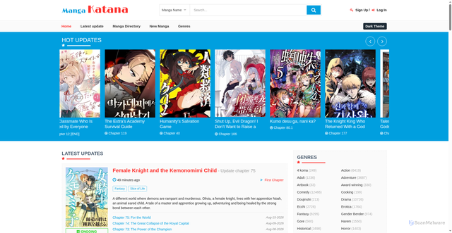 Security scan screenshot of https://mangakatana.com