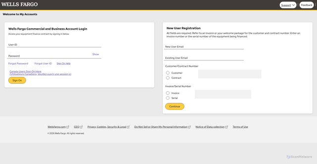 Security scan screenshot of https://myaccounts.sec.wellsfargo.com