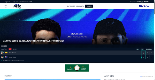 Security scan screenshot of https://www.nittoatpfinals.com/en