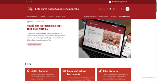 Security scan screenshot of https://www.parcosimone.it