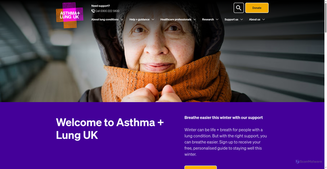 Security scan screenshot of https://asthmaandlung.org.uk
