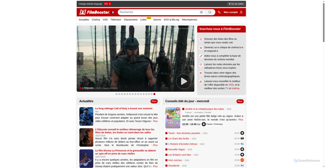 Security scan screenshot of https://www.filmbooster.fr