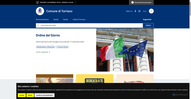 Security scan screenshot of https://www.comune.turriaco.go.it/