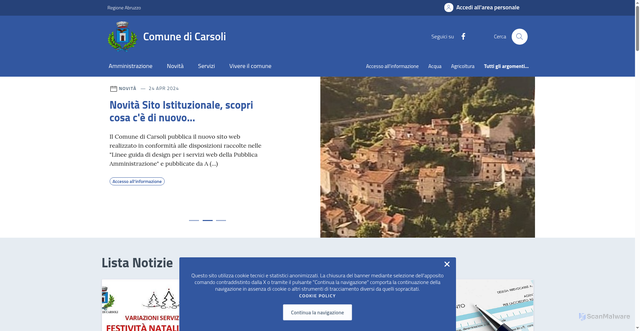 Security scan screenshot of https://www.comune.carsoli.aq.it/