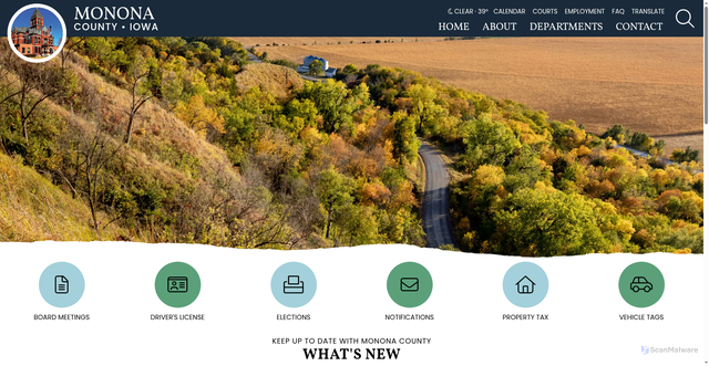 Security scan screenshot of https://mononacountyiowa.gov/